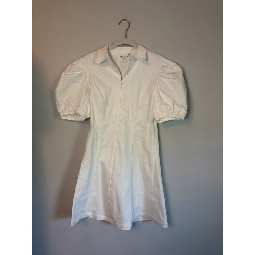 Hyacinth House White Front Zip Denim Mini Dress Size XS Stretch NEW $225 - Picture 7 of 12